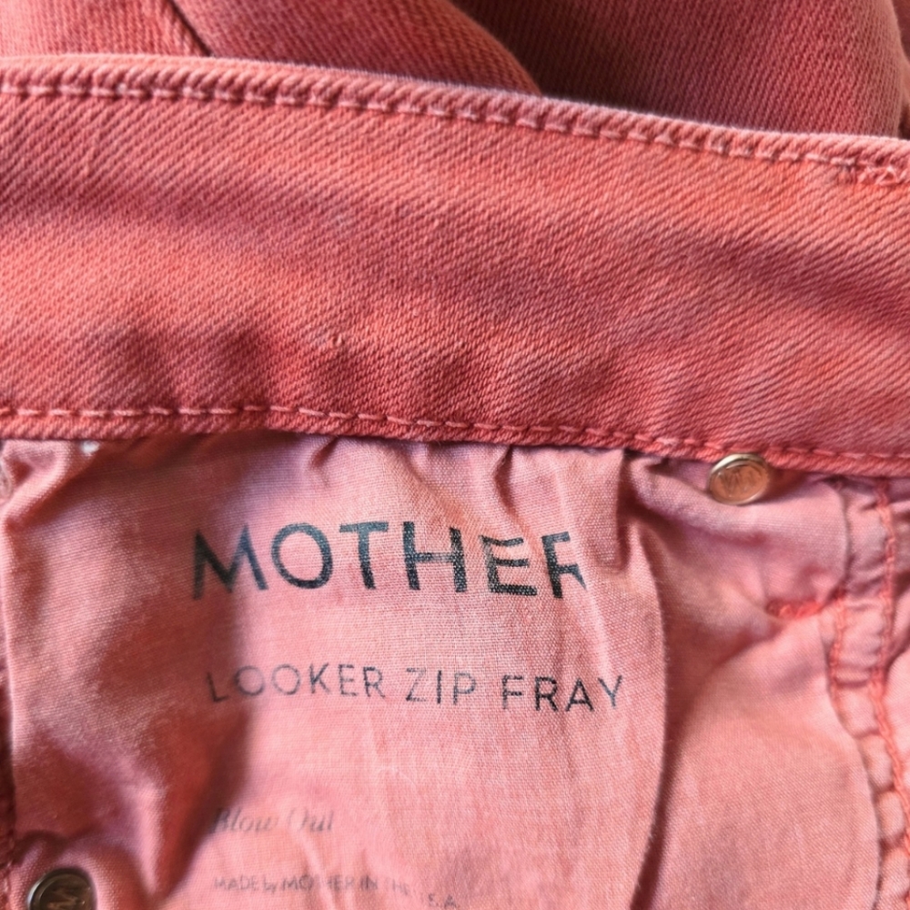 MOTHER The Looker Zip Fray Blow Out Orange Jeans Pants Distressed 26 Skinny - Picture 8 of 11